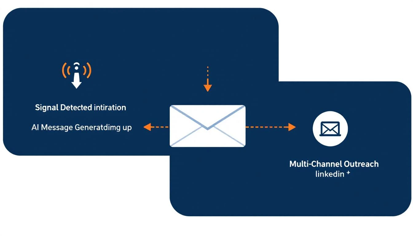 Automated follow-up workflow: detect signal, generate personalized message with AI, fire across email, phone, and LinkedIn simultaneously