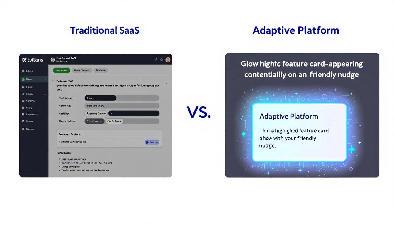 Traditional SaaS buries features in menus. Adaptive platforms surface them in context.
