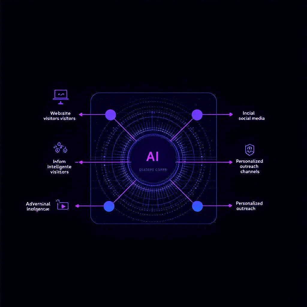 Signal intelligence flowing through AI processing into personalized outreach channels