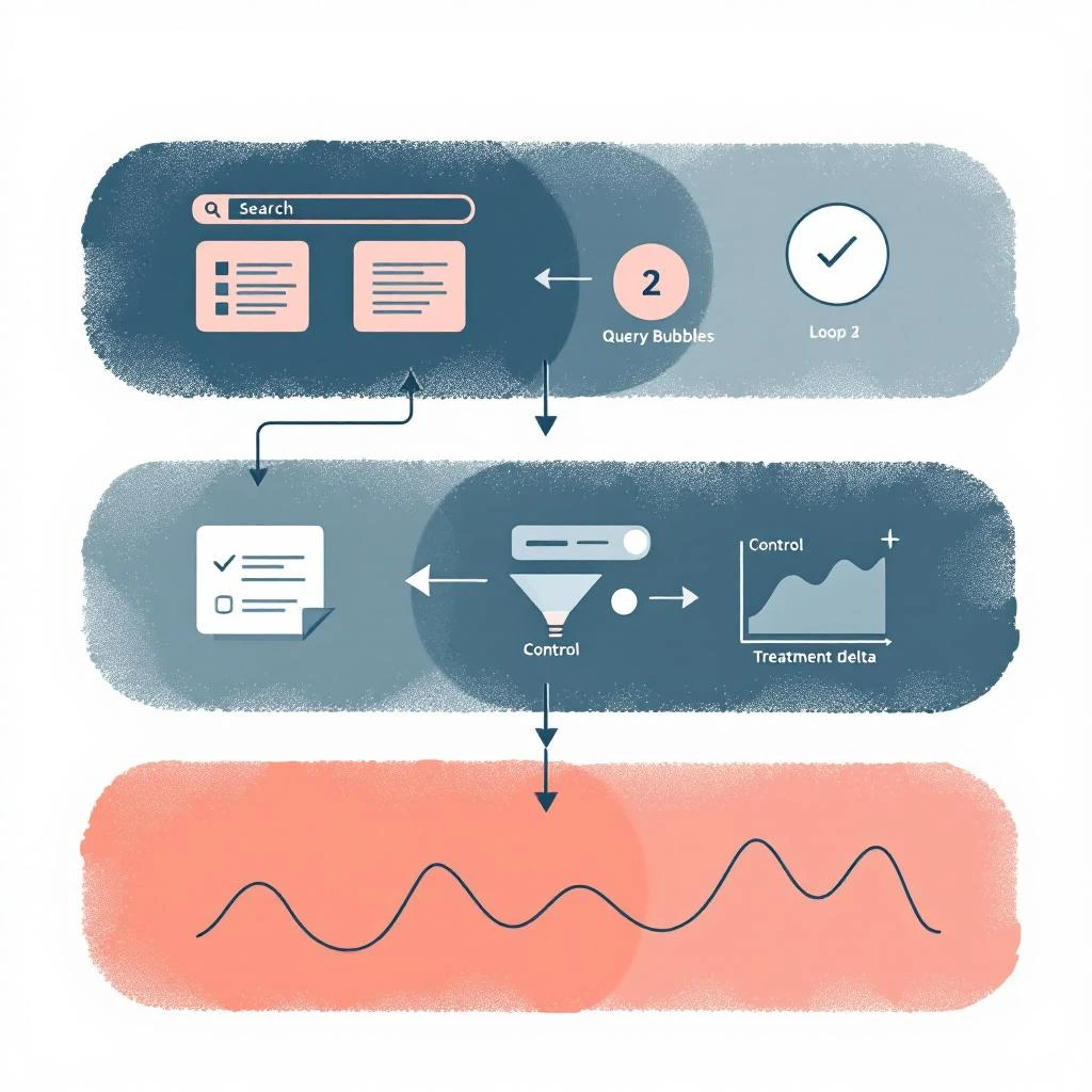 A demand gen workflow diagram showing AI engine citation logs, GSC striking distance queries, and outcome measurement loops feeding into a single content engine
