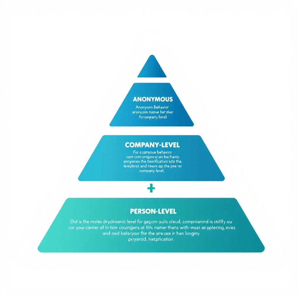 The three tiers of website visitor identification — anonymous behavior, company-level, and person-level