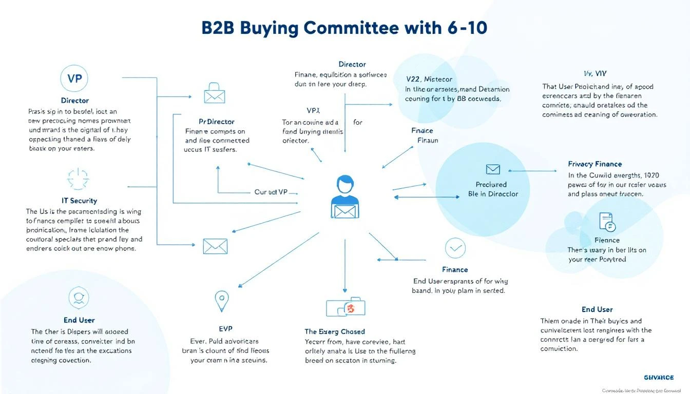 B2B buying committee stakeholder map showing how email threads break when forwarded between decision makers