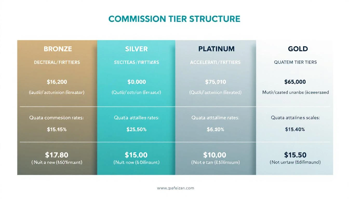 Commission tier structure showing progression from base rate through accelerator levels