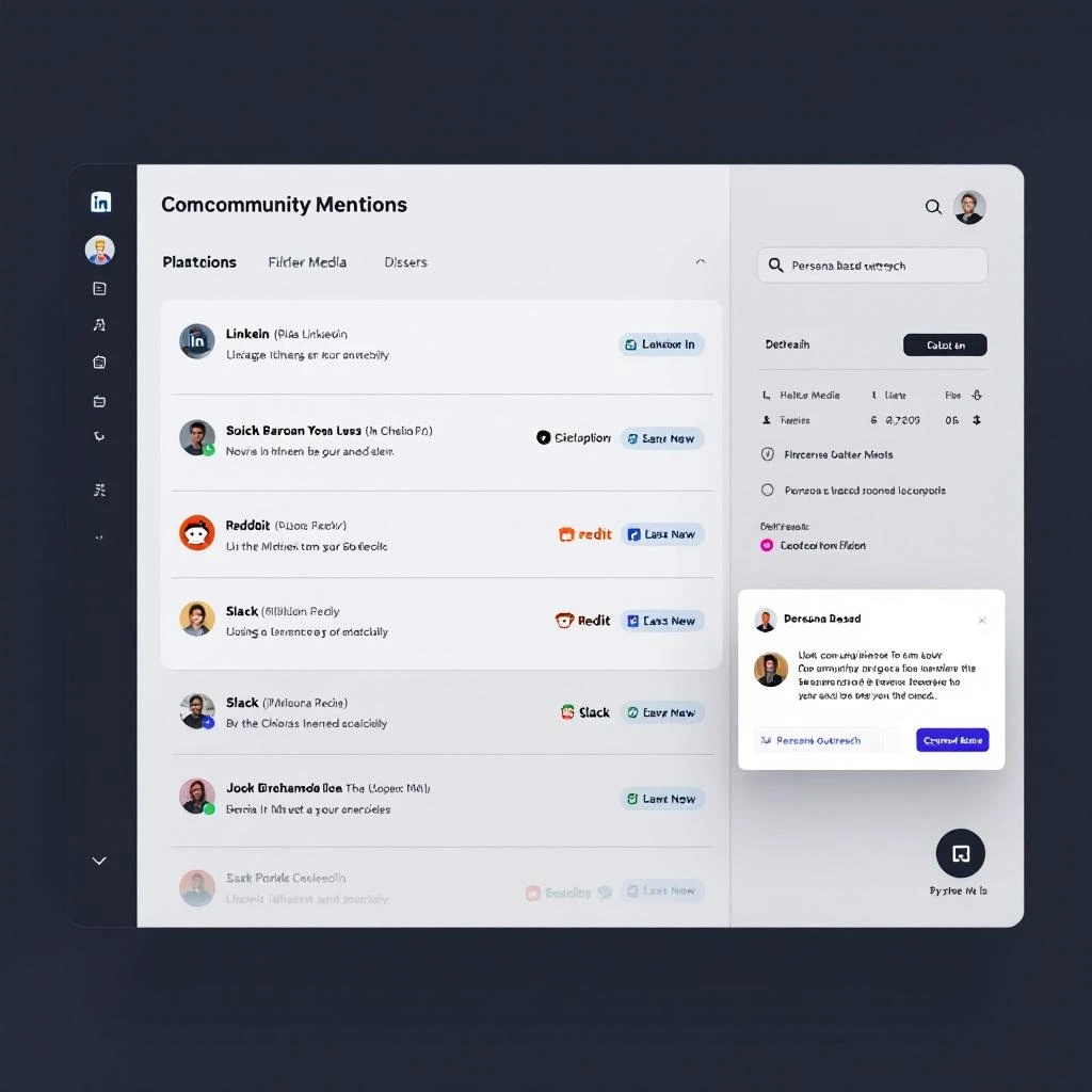 Community Mentions redesign with platform filtering and detail panel