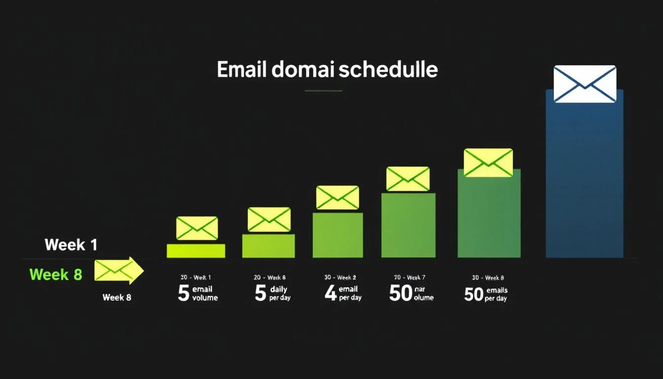 Email domain warming schedule from Week 1 to Week 8
