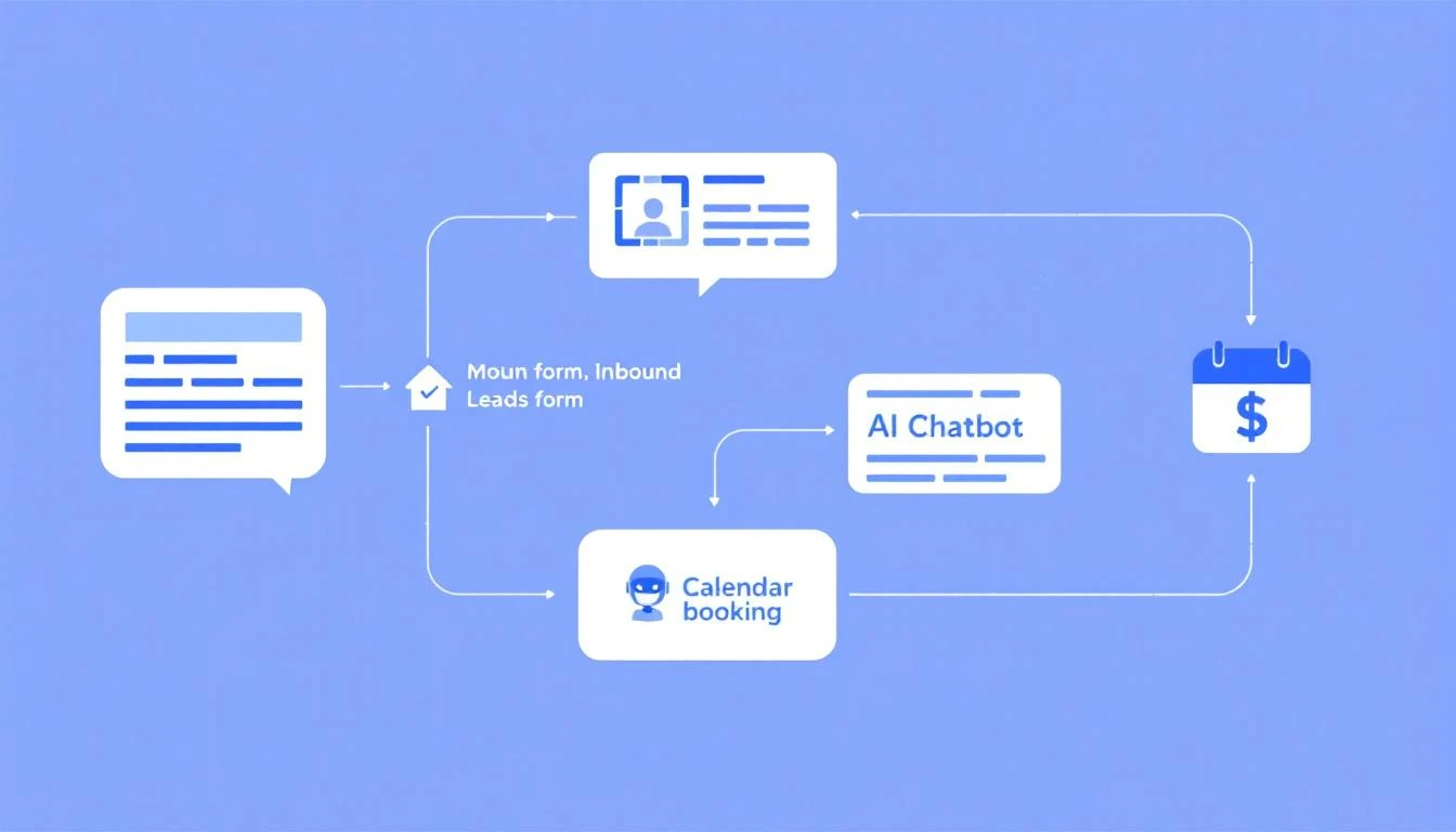 Inbound lead form flowing to AI qualification to calendar booking