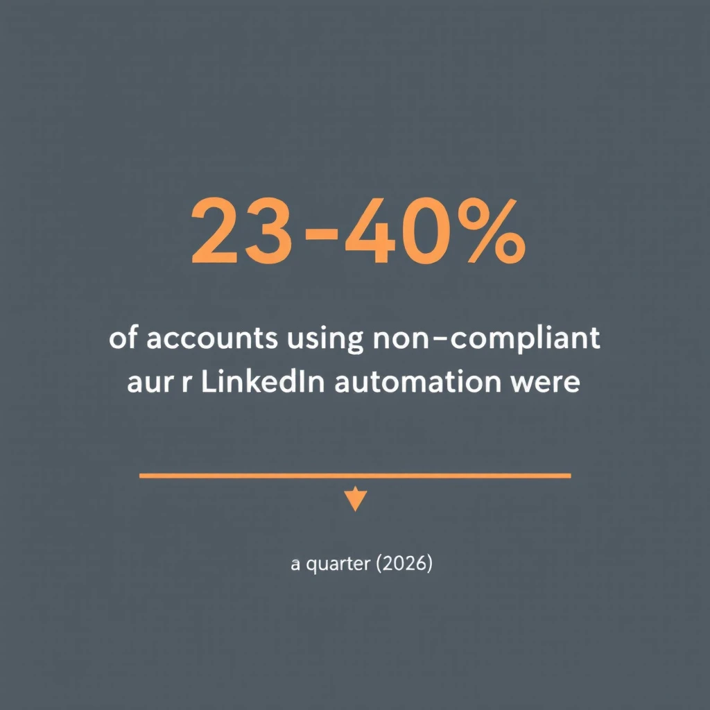 Stat card: 23-40% of accounts using non-compliant LinkedIn automation were restricted within a quarter in 2026
