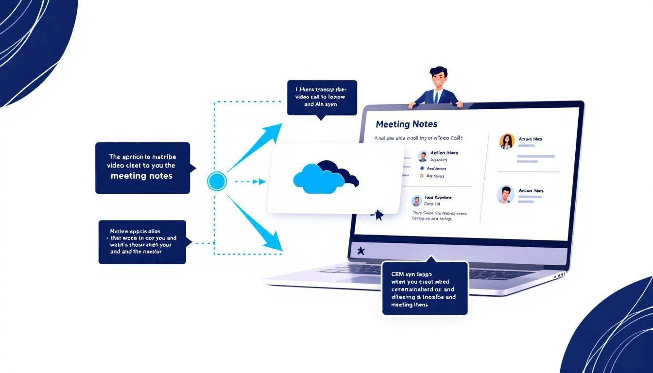 AI transcribing sales call to meeting notes with CRM sync