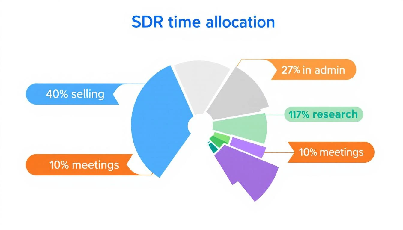 SDR time allocation breakdown showing only 40% spent on actual selling activities