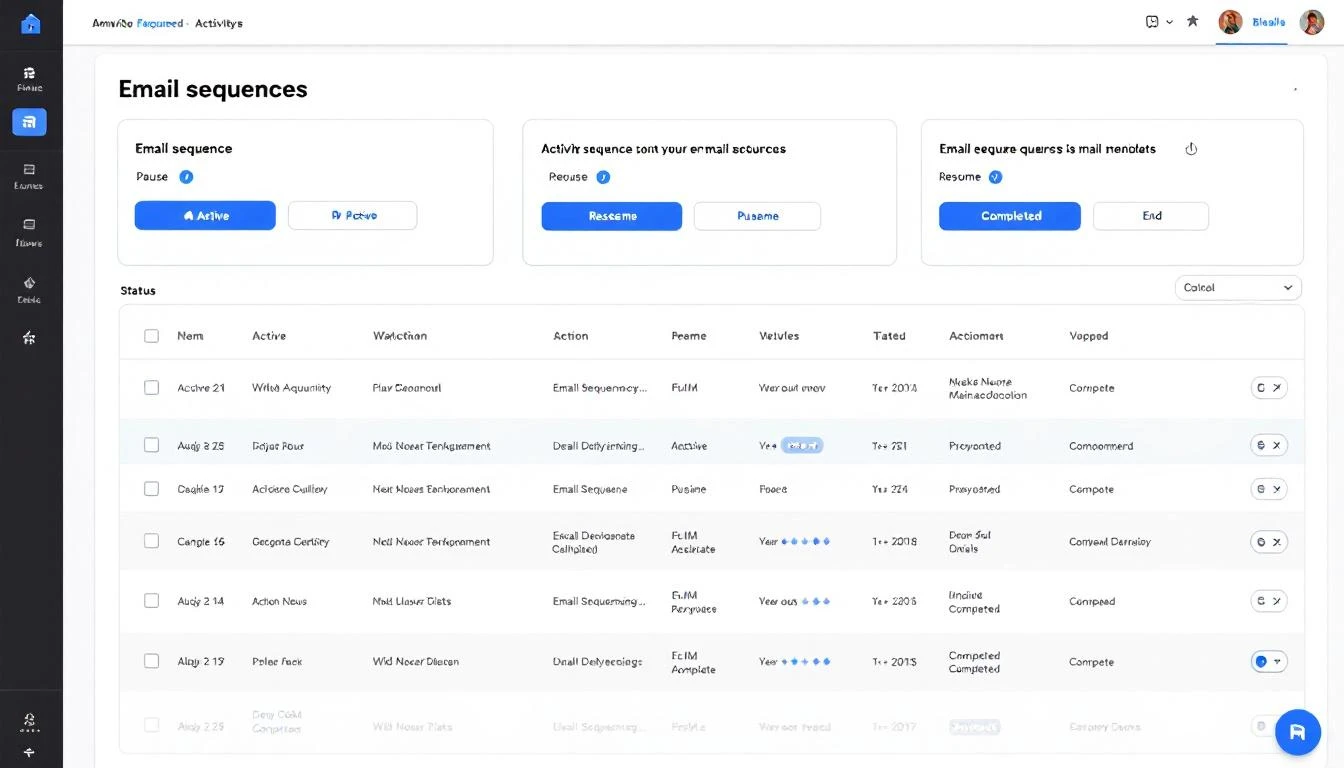 Sequence controls in the Activity page with status badges
