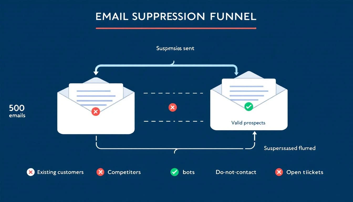 Email suppression funnel filtering out bad contacts before they reach your outbound sequences