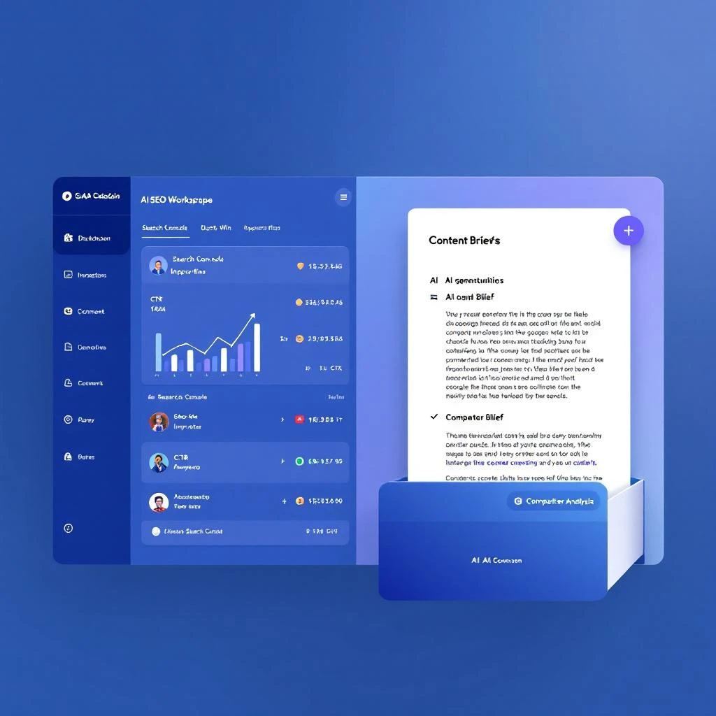 The AI SEO workspace inside MarketBetter showing GSC quick-win opportunities ranked by impressions and CTR, with content briefs ready to open in a document drawer
